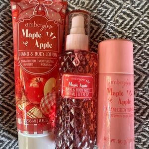 Amber Glow Maple Apple Lotion, Foam Body Wash and Hair & Body Mist Set